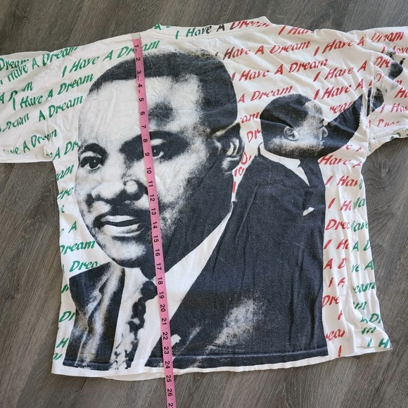 Vintage 90s MLK Jr T-Shirt L Single Stitch All‎ Over Print Black History USA - Picture 6 of 9